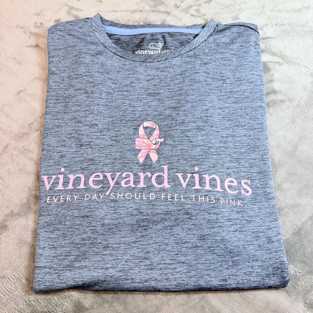 Vineyard Vines Performance Shirt Men Sz S Blue Pink Breast Cancer Awareness L/S